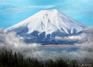 【日本人作家】　油絵　『雲上の白富士』　大山功　額無し　キャンバスのみ（木枠付き）