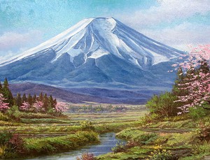 【日本人作家】　油絵　『富士』　関健造　額無し　キャンバスのみ（木枠付き）