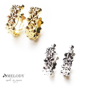 Clip-On Earrings Gold Post Earrings Flower Jewelry Made in Japan