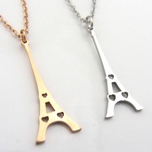 Stainless Steel Pendant Necklace sliver Pink Stainless Steel Eiffel Tower Ladies'