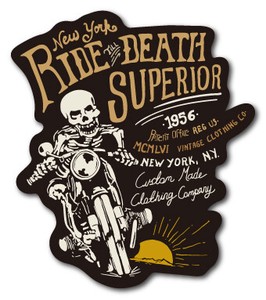 バイカーステッカー バイク ハーレー ヘルメット スカル RIDE DEATH 骸骨 BK013 車 屋外OK 2020新作