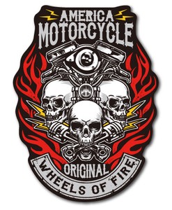 バイカーステッカー バイク ハーレー ヘルメット WHEELS OF FIRE スカル 骸骨 BK053 車 屋外OK 2020新作