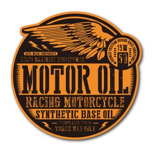 バイカーステッカー バイク ハーレー ヘルメット MOTOR OIL WING 羽根 BK054 車 屋外OK 2020新作