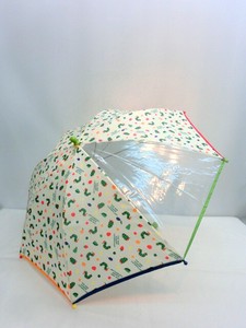 通年新作）雨傘・長傘-ジュニア　1駒透明はらぺこあおむしプリント子供手開き雨傘
