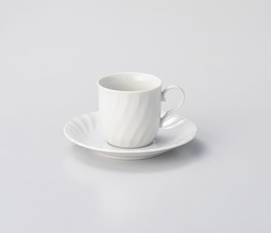 白ネジコーヒー碗・受皿 【日本製    磁器】