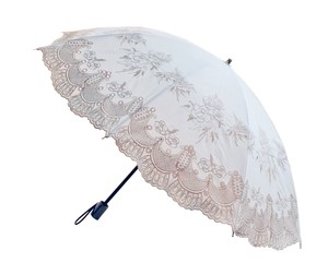綿麻総刺繍　晴雨兼用傘　折りたたみ傘