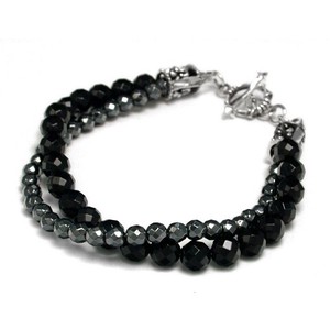 Gemstone Bracelet Peridot/Onyx sliver black
