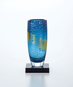 花器  花器（藤花文様）【日本製　ハンドメイド　ガラス製】
