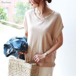 Sweater/Knitwear Antibacterial Finishing Knitted V-Neck Tops Cotton