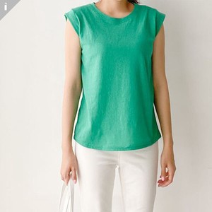 Ladies SALE【トップス】リネン　袖なし　ルーズフィット　半袖　トップス　ロング　Tシャツ　T-shirt