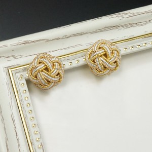Pierced Earringss Silver Mizuhiki Knot 7-Karat Gold