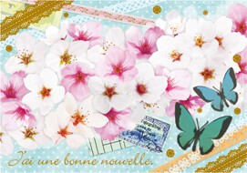 Postcard Series Cherry Blossom Animals Foil Stamping Butterfly