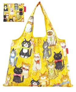 ショッピングバッグ 「猫が整列したら」 　【デザイナーズジャパン】エコバッグ 折りたたみ おしゃれ