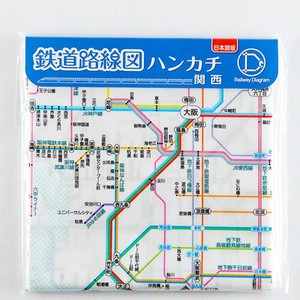鉄道路線図ハンカチ　関西　日本語