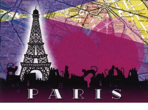 ■ポストカード■フランス直輸入★PARIS(エッフェル塔、Effel Tower、ネコ)