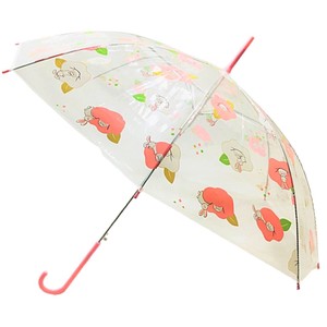 【和雑貨】ビニール傘　うさぎ2色　ピンク　赤　かさ　雨　雨傘　ジャンプがさ　　レイングッズ