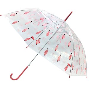 【和雑貨】ビニール傘 　舞妓　京都　　着物　お花　雨傘　ワンタッチ式　　レイングッズ