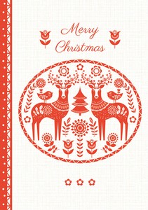 北欧クリスマスカード赤帯