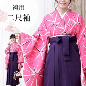 Kimono/Yukata single item Pink Kimono Hemp Leaves Retro