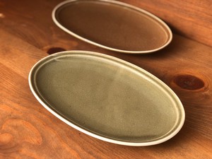 リム型楕円皿　オリーブ　22cm