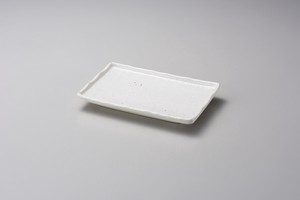 白釉格子21cm焼物皿  【日本製    磁器】