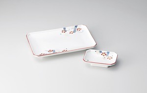 手描き梅園焼物皿  【日本製    強化磁器】