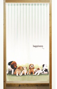 【受注生産のれん】「happiness」【日本製】洋風 犬 コスモ 目隠し