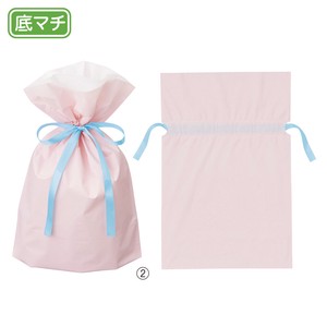 【ベストセラー】梨地リボン付きギフトバッグ パステルピンク　簡単ラッピング　巾着型　かわいい