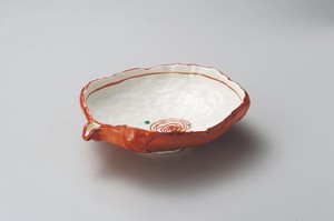 朱巻片口大平鉢  【日本製    陶器】
