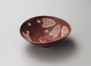 赤楽春風変型平鉢  【日本製    陶器】