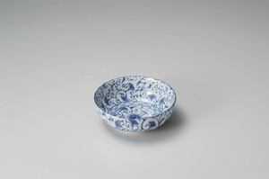 藍彩菊型 鉢  【日本製    磁器】
