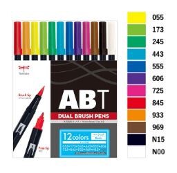 Tombow Marker/Highlighter Dual Brush Pen Water-based Tombow 12-colors
