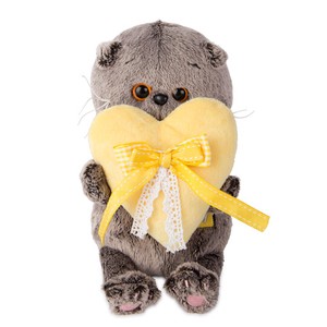 Basik Baby　with 黄色いハート　猫、ぬいぐるみ、ギフト、プレゼント、お祝い