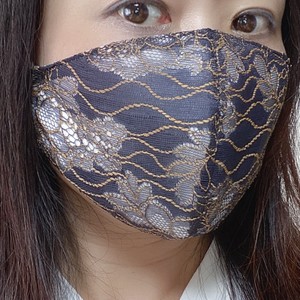 【日本製】シルクのカラーレースフィットマスク（ネイビー）