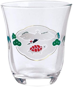 酒杯　えんぎもの  杯（鶴と亀柄）  【日本製  オシャレ  ガラス】