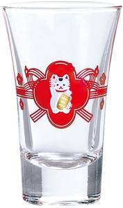 酒杯　えんぎもの  杯（招き猫柄）  【日本製  オシャレ  ガラス】