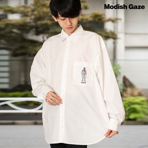 Button Shirt Long Sleeves Pocket Embroidered