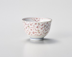 花の海（赤）煎茶  【日本製    磁器】