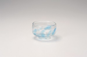 吹ガラス 抹茶＆小鉢 ライトブルー  【中国製    ガラス】