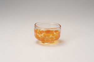 吹ガラス 抹茶＆小鉢 オレンジ  【中国製    ガラス】