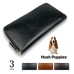 全3色 Hush Puppies ハッシュパピー 本革 バイカラー ラウンドファスナー長財布 ロングウォレット (hp0348)