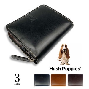 全3色　Hush Puppies ハッシュパピー 本革 二つ折り財布 ショートウォレット ラウンドファスナー(hp0346)