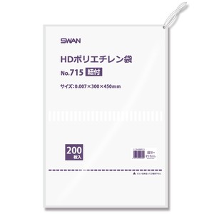 スワン HD規格ポリ袋 ポリエチレン袋 No.715 紐付 0.007mm 200枚