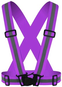反射ベスト (紫) 安全ベスト 蛍光タスキ 反射タスキ ジョギング ウォーキング 塾帰り 交通整備