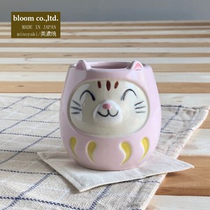【長期欠品中】福ねこ　マグカップ(ピンク)6x8.5cm美濃焼日本製