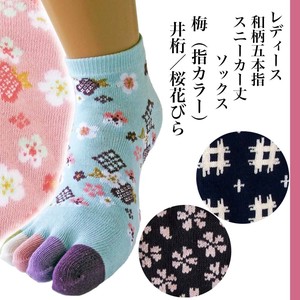 Ankle Socks Socks Sakura Ladies' Cotton Blend Japanese Pattern