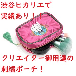 刺繍 ポーチ  ピンク　PC004