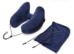 ネックピロー H型 エアー 枕 帽子付き空気枕 携帯枕