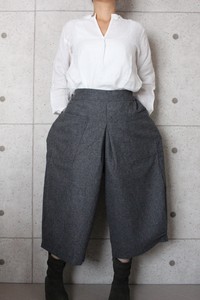 【2023秋冬】日本製 ウールエターミン　ポケット付き裾タックパンツ　№8435