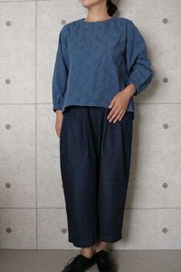 【2020新作】日本製　織姫炊き コットンジャガード袖ｺﾞﾑ8分袖ブラウス　No820020